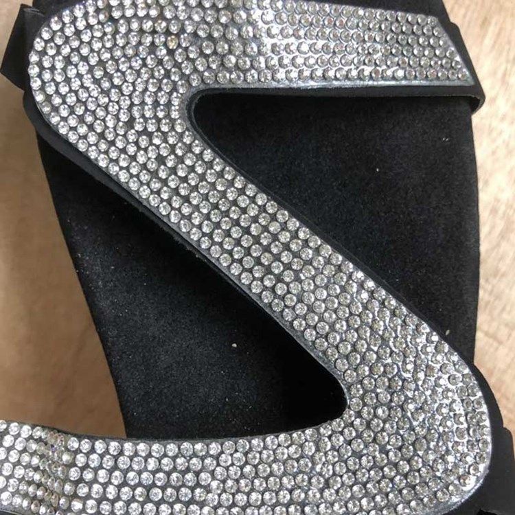 Rhinestone Slip-on Block Heel Flat Sandals För Kvinnor