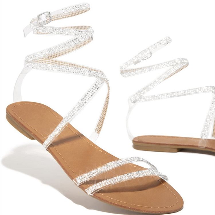 Round Toe Flat With Buckle Low-cut Upper Sandals För Kvinnor