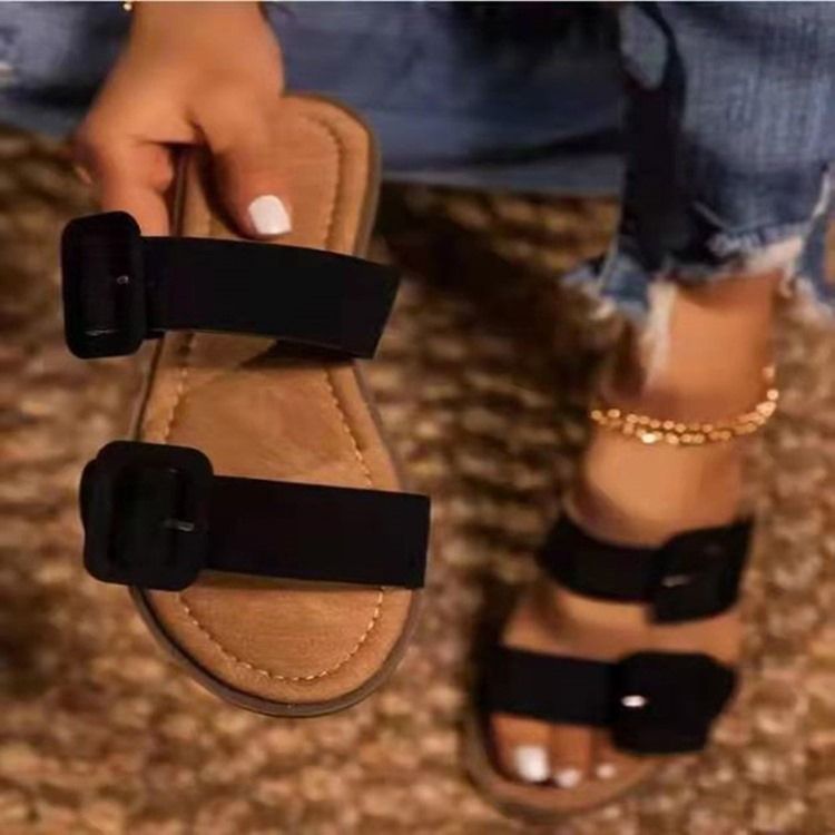 Slip-on Flat With Buckle Dam Tofflor