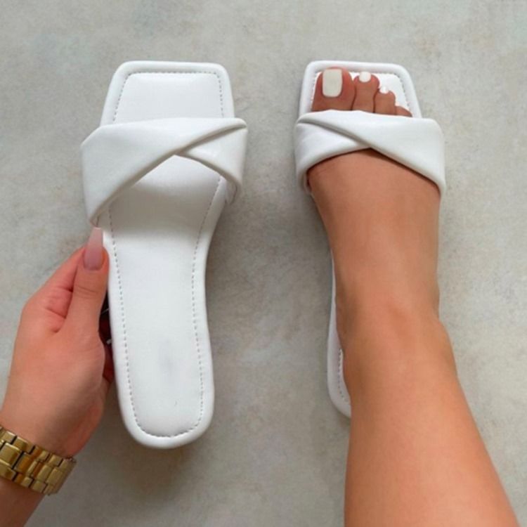 Slip-on Toe Ring Flat Med Vanliga Tofflor För Kvinnor