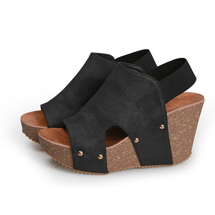 Slip-on Wedge Heel-klack Med Lågt Snitt På Övre Sandaler För Kvinnor