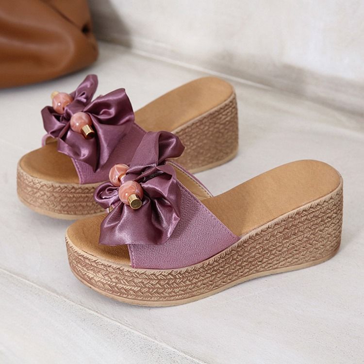 Slip-on Woven Platform Pvc Dam Tofflor