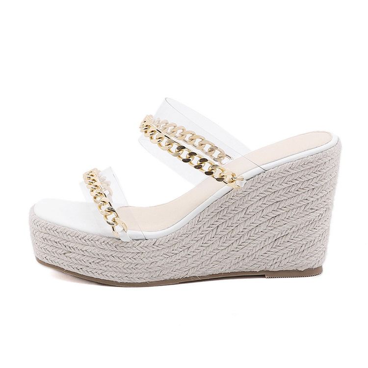 Slip-on Woven Wedge Heel Rubber Women's Tofflor