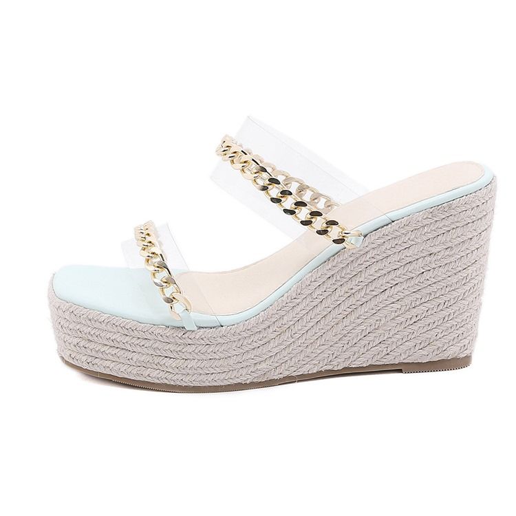 Slip-on Woven Wedge Heel Rubber Women's Tofflor