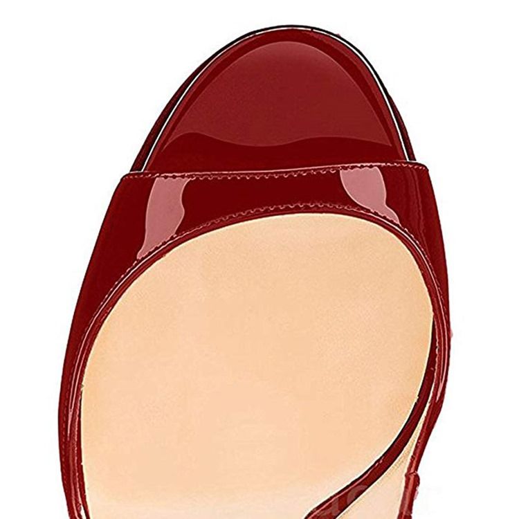 Stilettklack Slingback Strap Dam Röda Sandaler