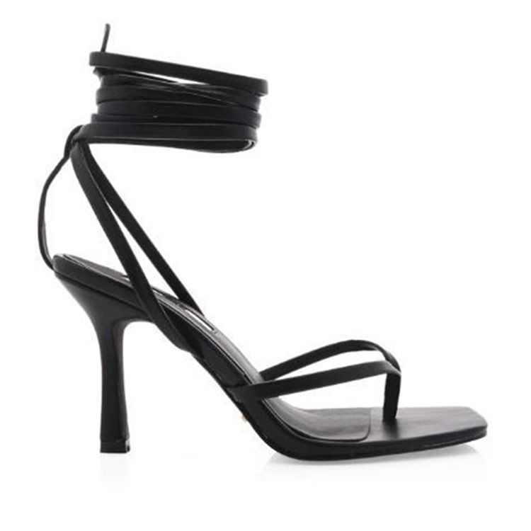 Stiletto Heel Snörning Strappy Western Sandaler För Kvinnor