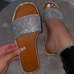 Strass Slip-on Flat Med Tofflor För Kvinnor