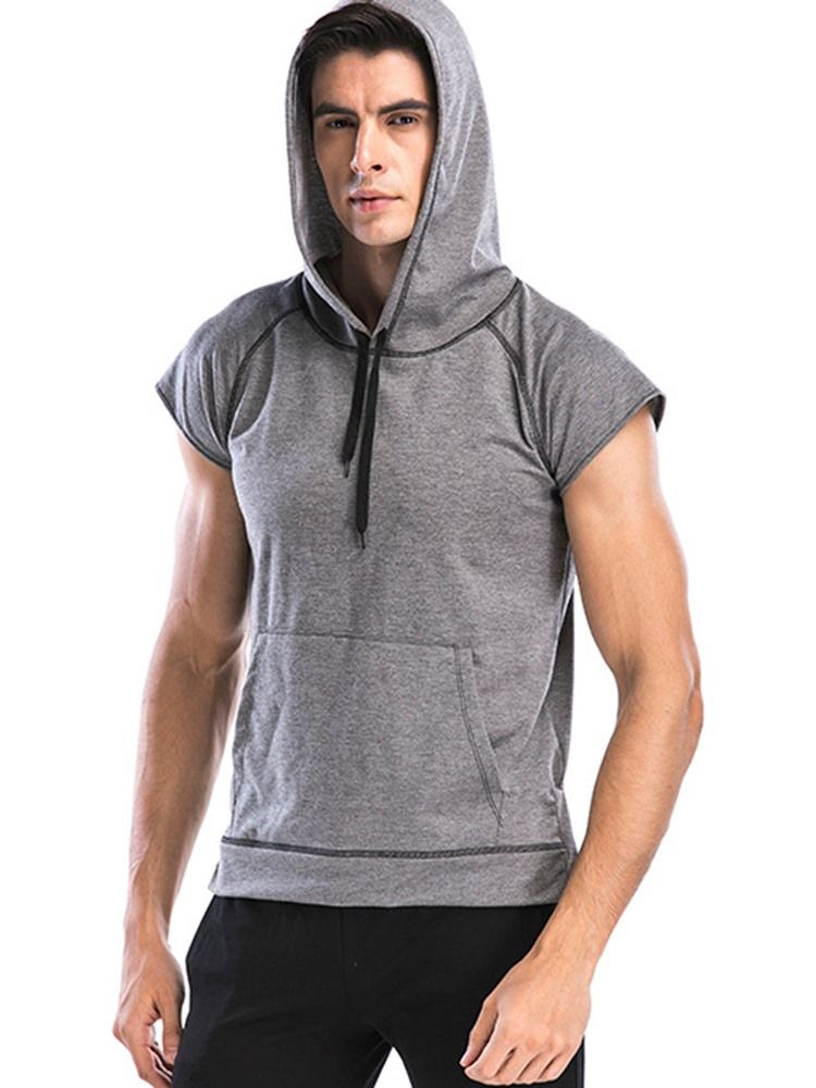 Män Anti-friction Kortärmad Pullover Hooded Sports Tops