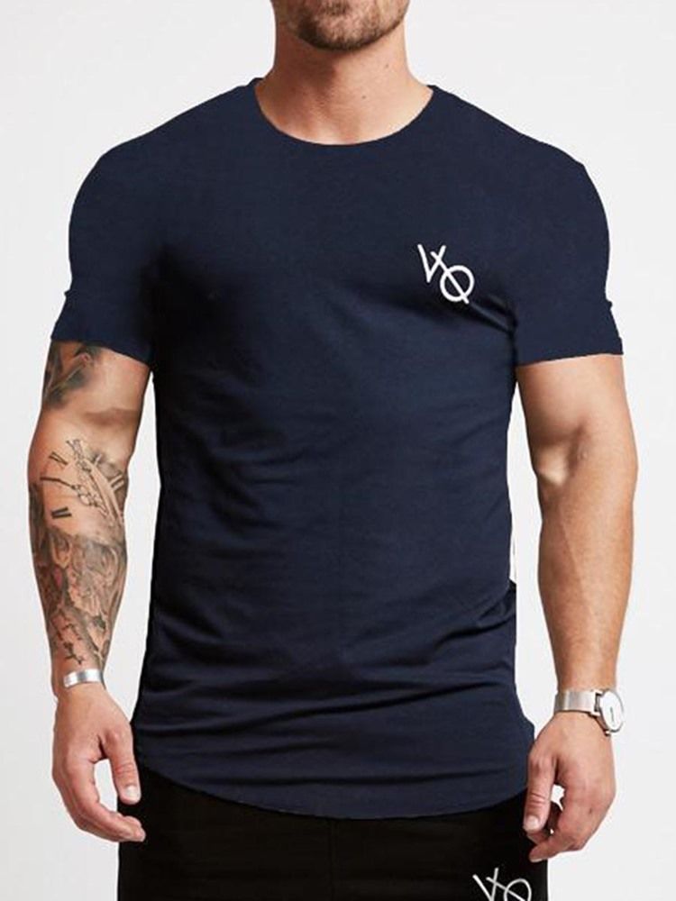 Mäns Andningsfärgad Kortärmad Tröja Gym Sports T-shirt