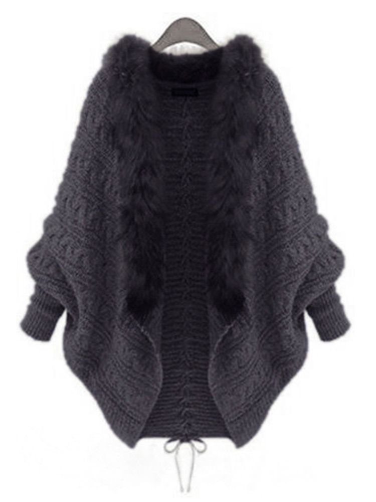 Plain Batwing Wrapped Knitwear För Kvinnor