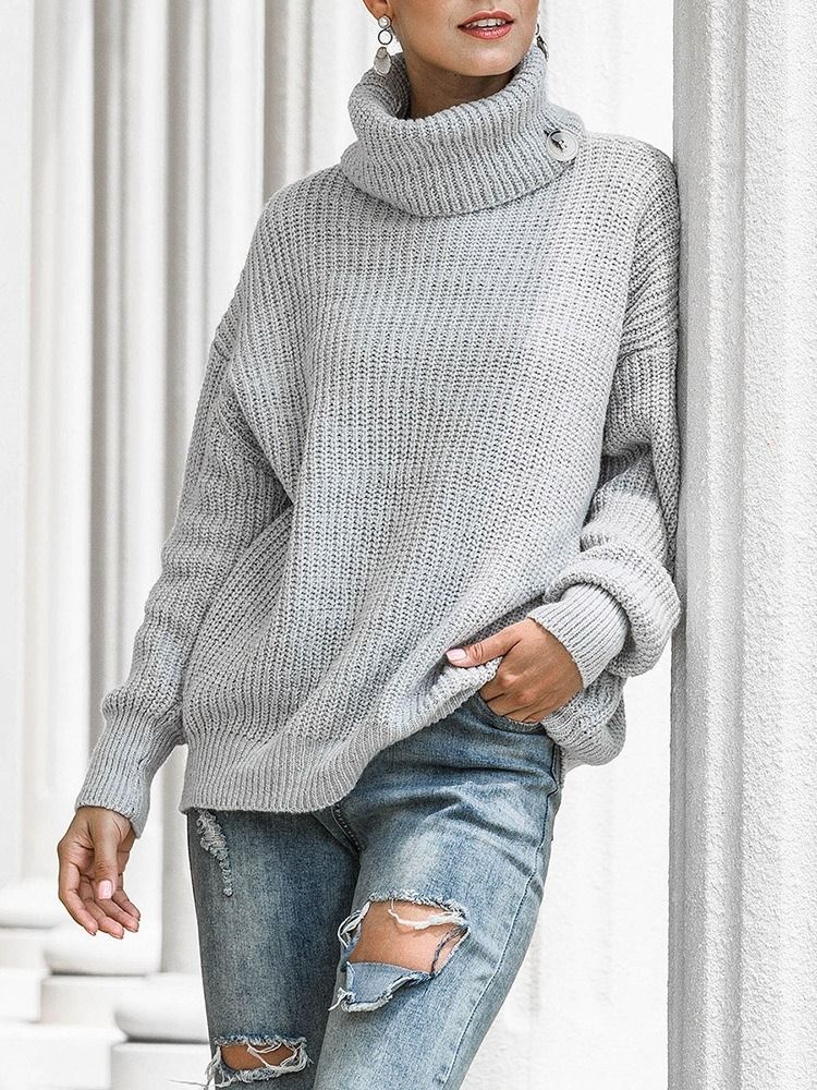 Tjock Regular Loose Turtleneck Damtröja