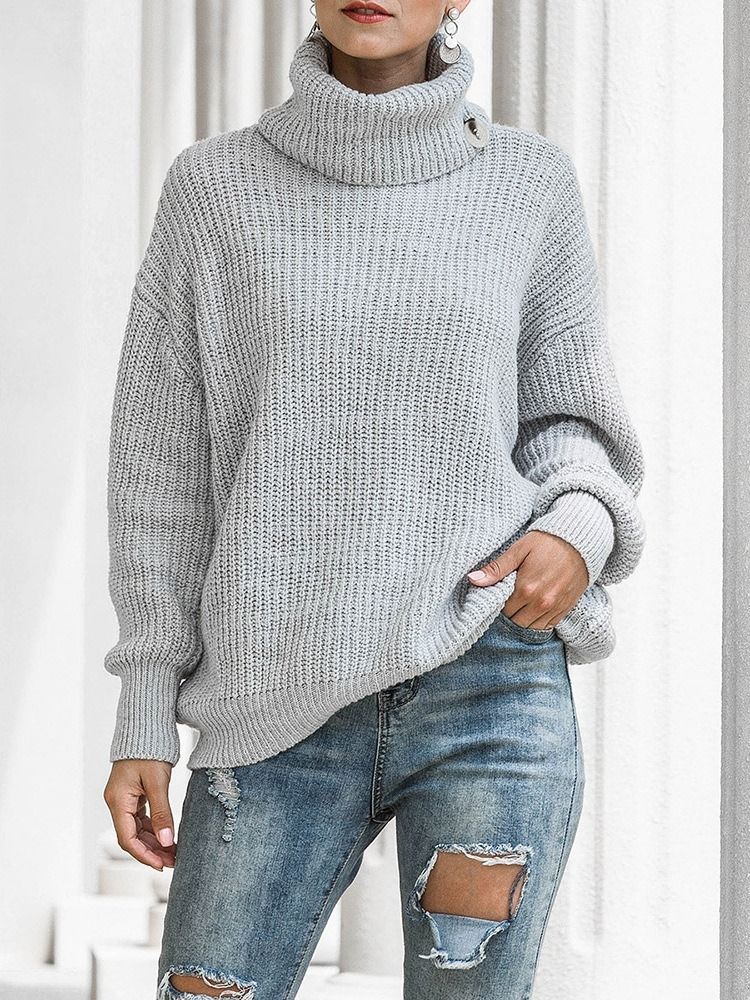 Tjock Regular Loose Turtleneck Damtröja