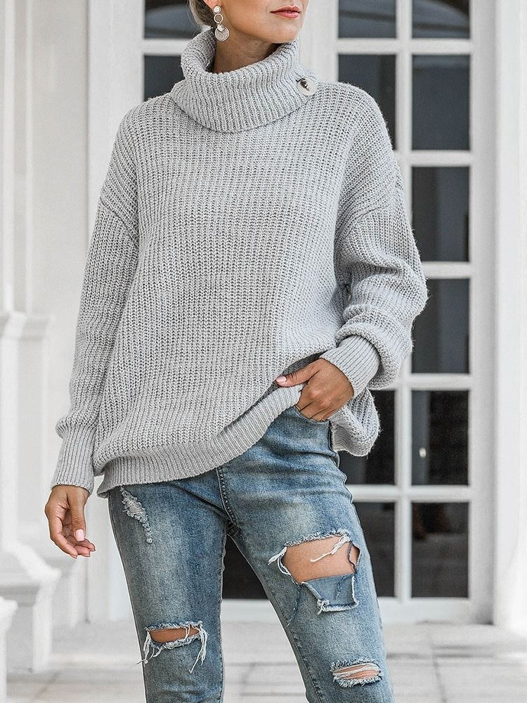 Tjock Regular Loose Turtleneck Damtröja