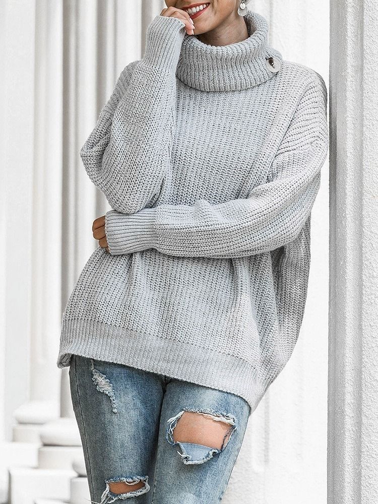 Tjock Regular Loose Turtleneck Damtröja