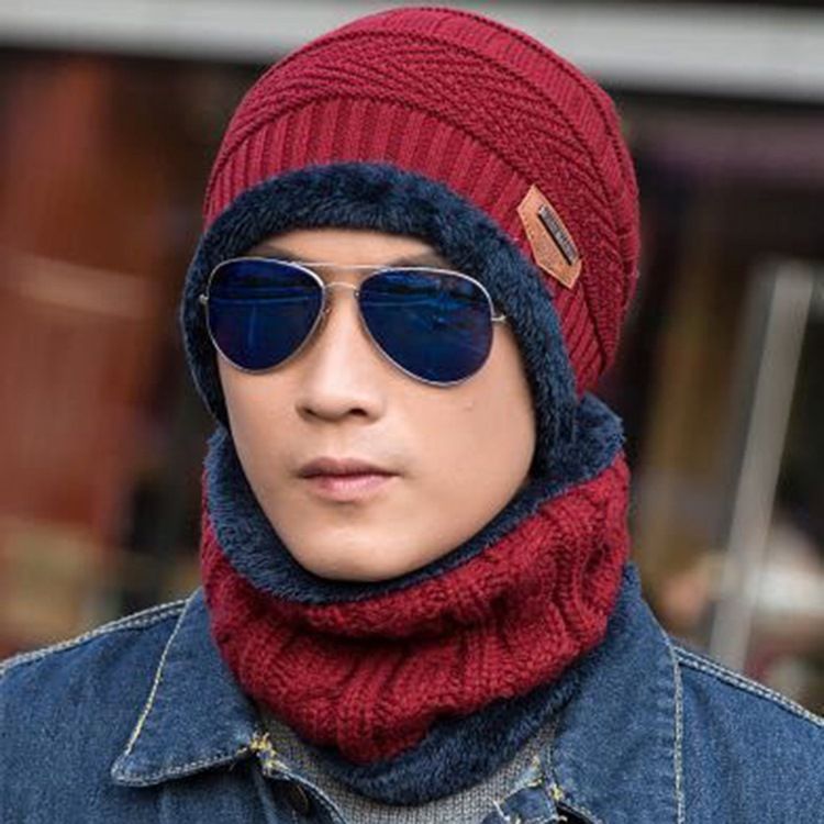 Casual Woolen Garn Winter Men's Mats