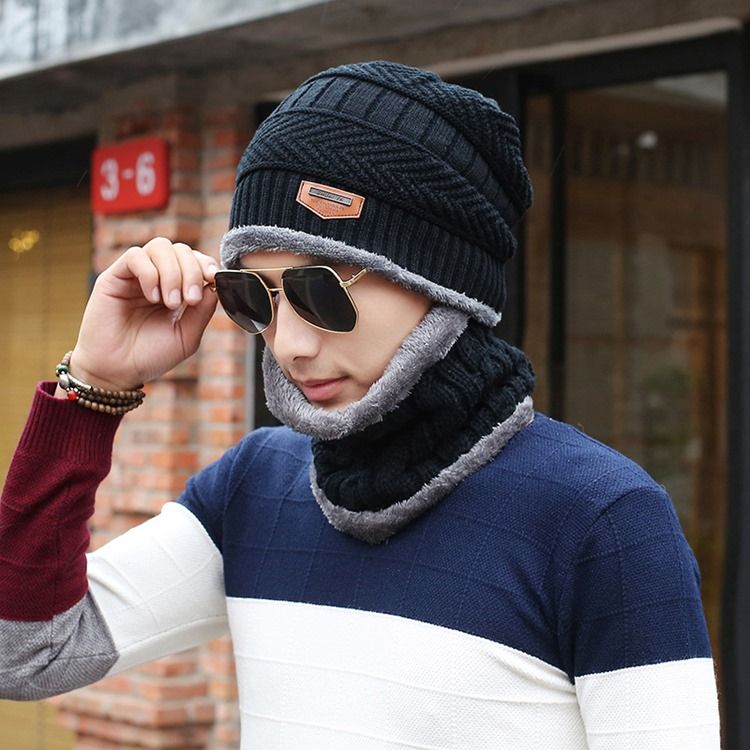 Casual Woolen Garn Winter Men's Mats