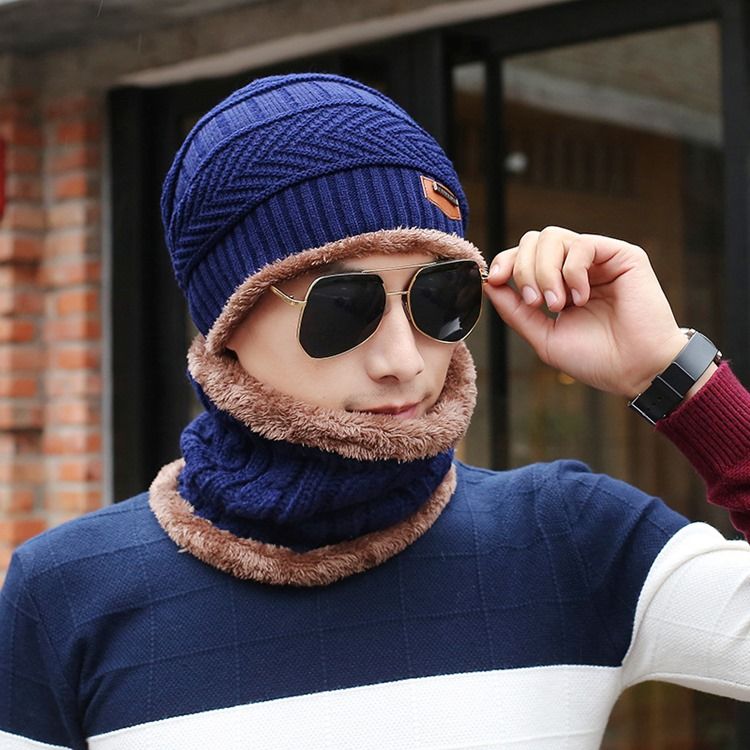 Casual Woolen Garn Winter Men's Mats