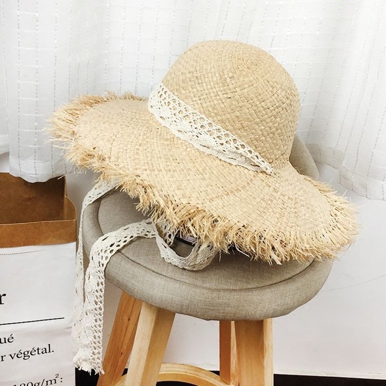 Kvinnors Lafite Straw Lace Bind Sunhat