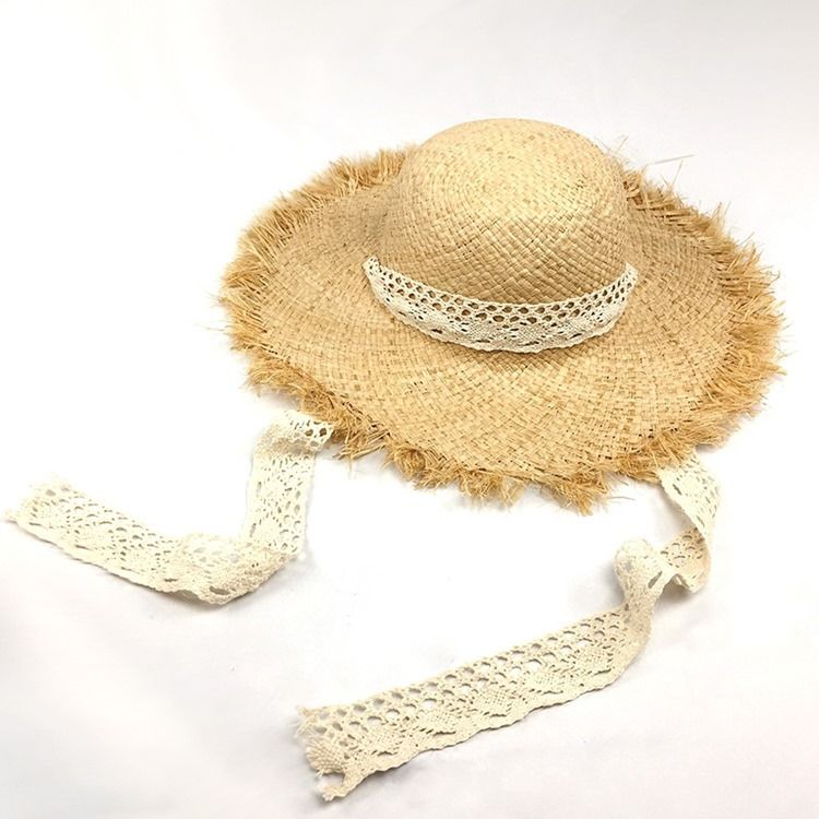 Kvinnors Lafite Straw Lace Bind Sunhat