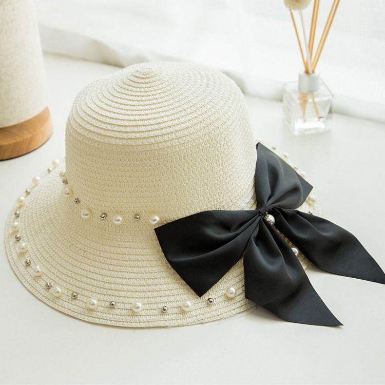 Kvinnors Pearl Bowknot Sunhat