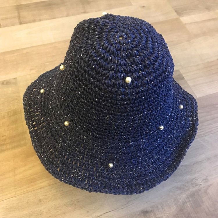 Straw Hollow Plain Pearl Hat För Kvinnor