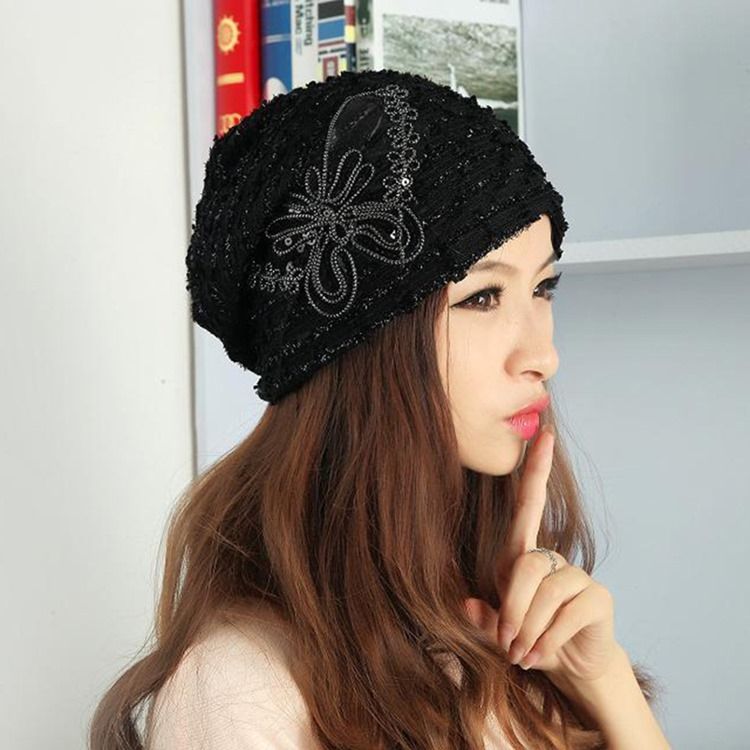 Sweet Soild Color Paillette Lace Butterfly Women's Hat Hat