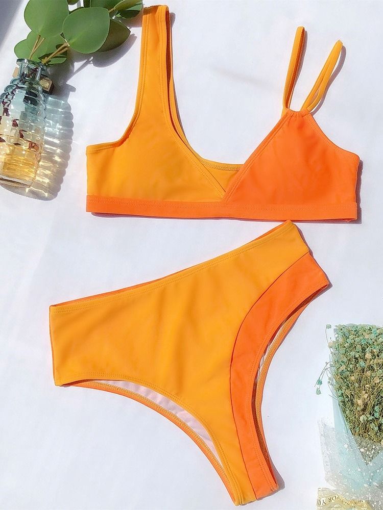 Sexiga Tankini-set Badkläder Med Färgblock