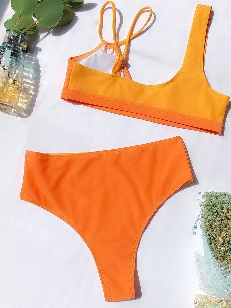 Sexiga Tankini-set Badkläder Med Färgblock