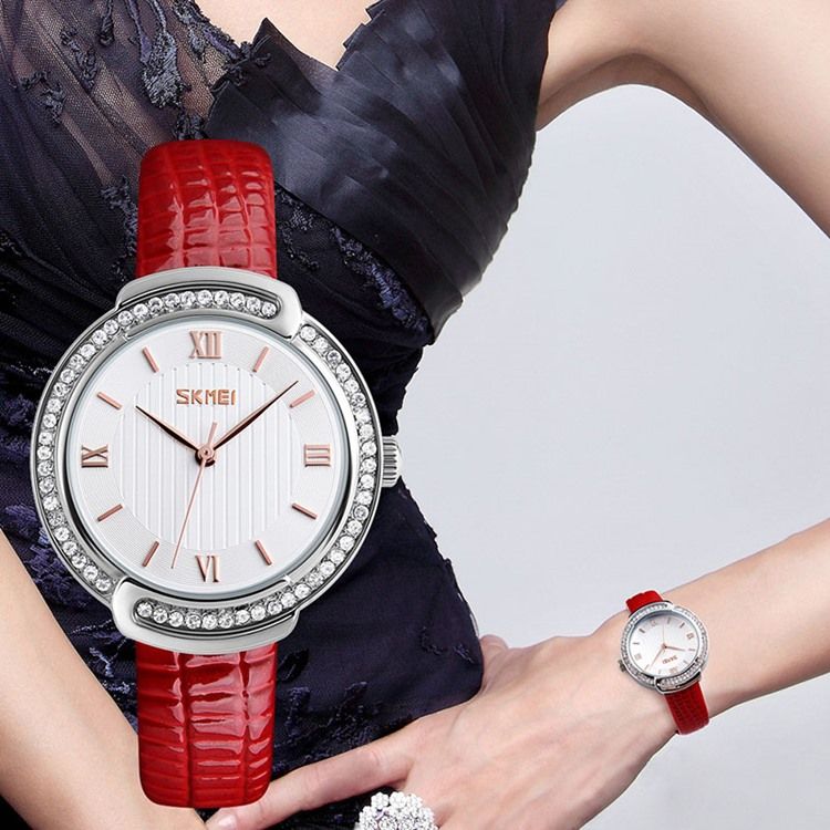 Rhinestone Leather Watch Belt For Women Watch