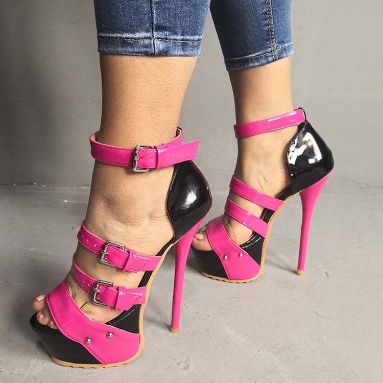 Faux Suede Stiletto Heel Heel Covering Color Block Dam Sandaler