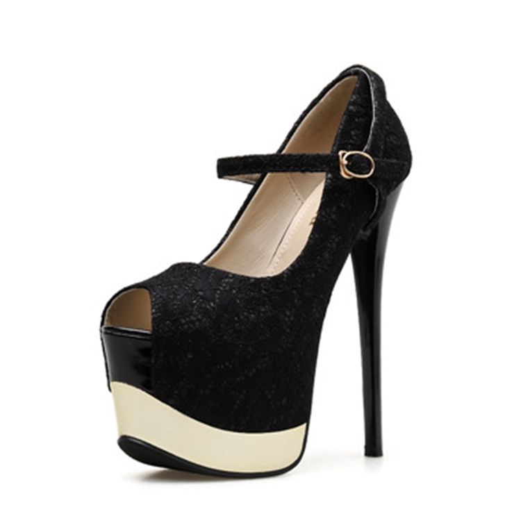 Plattform Stilettklack Peep Toe Buckle Kvinnors Balkskor