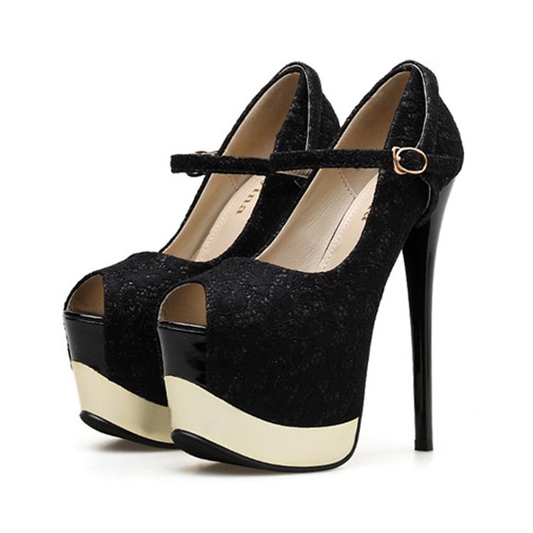 Plattform Stilettklack Peep Toe Buckle Kvinnors Balkskor