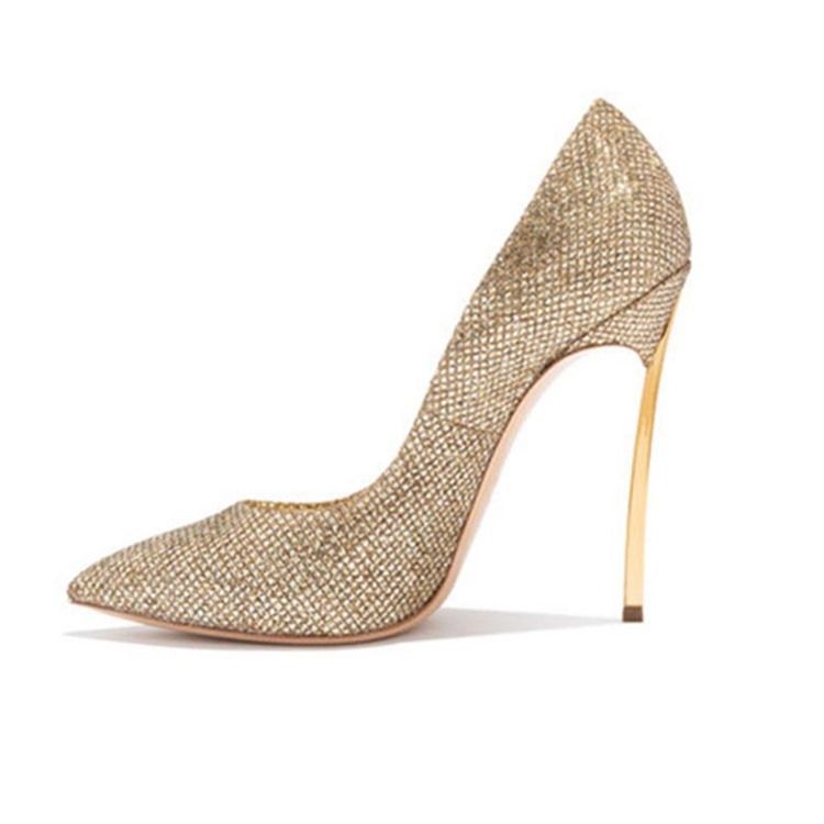 Stiletto Heel Rhinestone Slip-on Dam Pumps