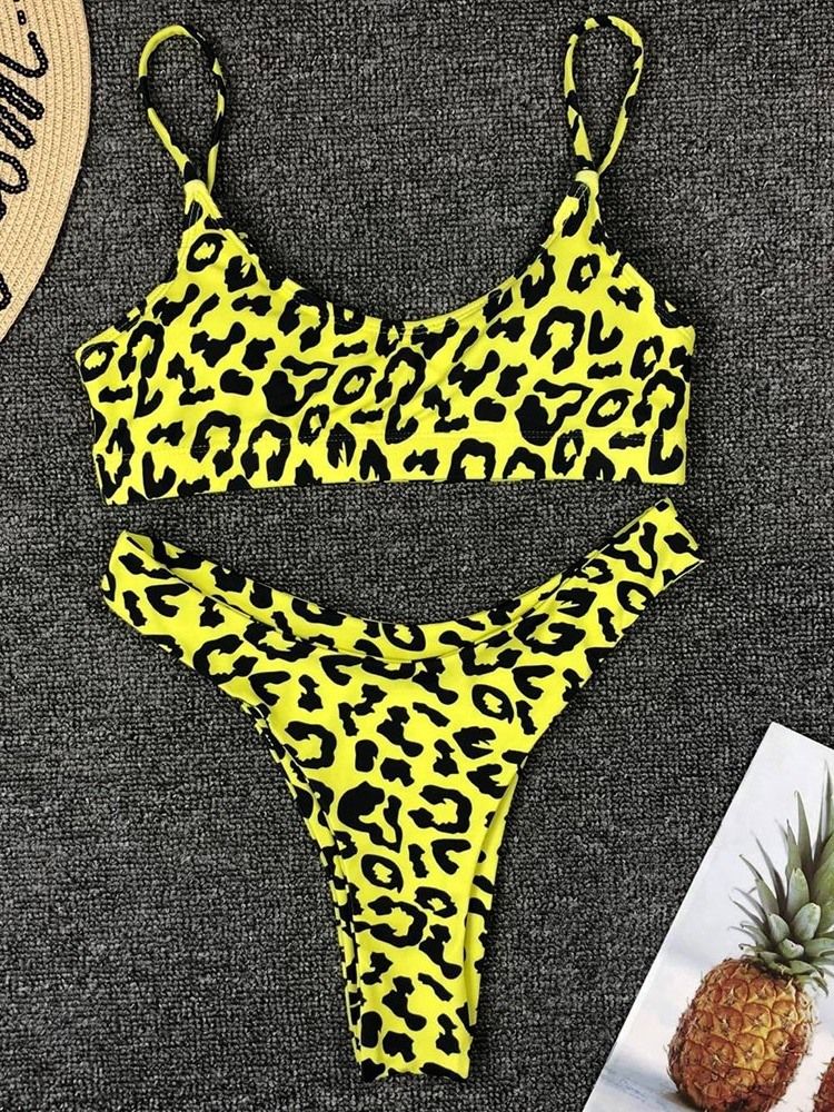 Bikiniuppsättning För Leopardmönster För Kvinnor