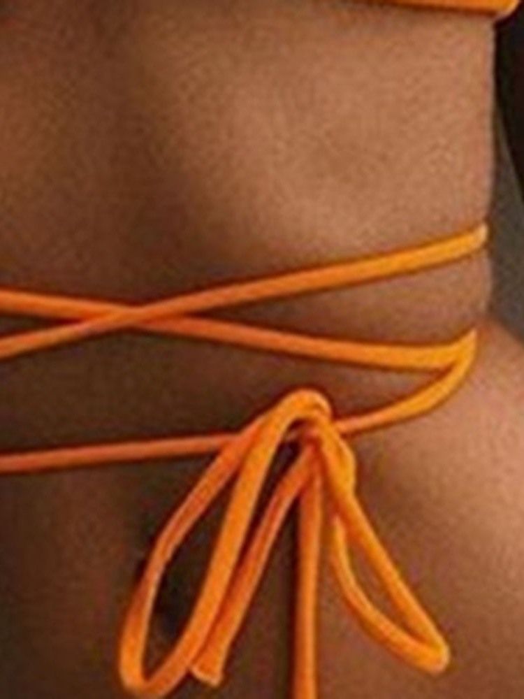 Kvinnors Plain Stretchy Snörning Sexig Bikini