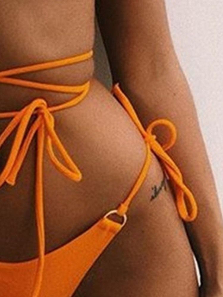 Kvinnors Plain Stretchy Snörning Sexig Bikini