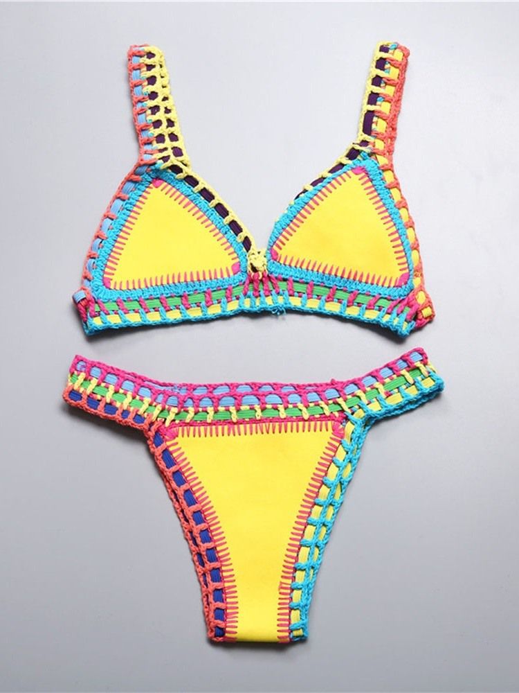 Lapptäcke För Kvinnor Color Block Stretchy Sexig Bikini Set