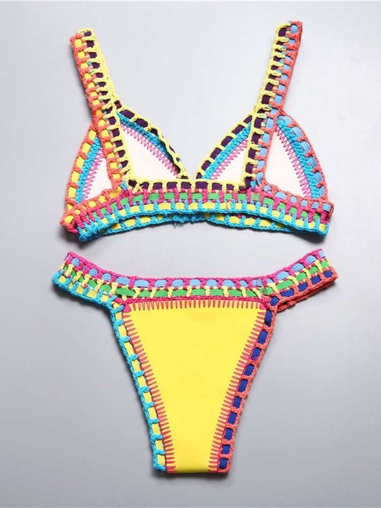 Lapptäcke För Kvinnor Color Block Stretchy Sexig Bikini Set