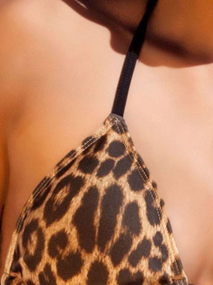 Leopardmönstrad Sexig Bikiniuppsättning För Kvinnor