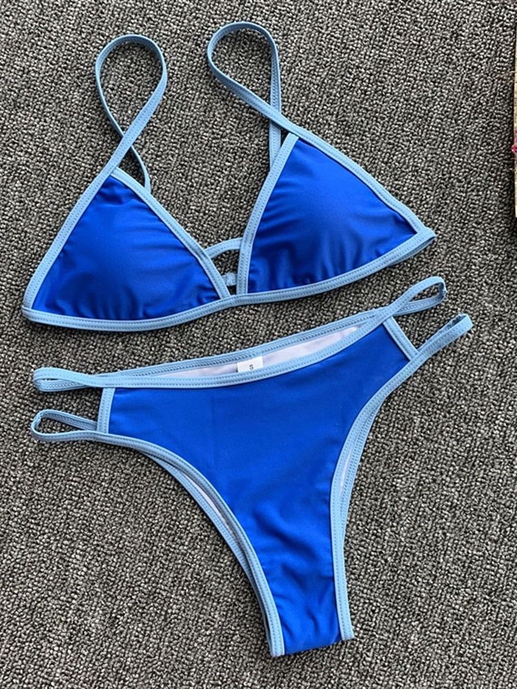 Plainwork För Kvinnor Ihåligt Micro Bikini Set