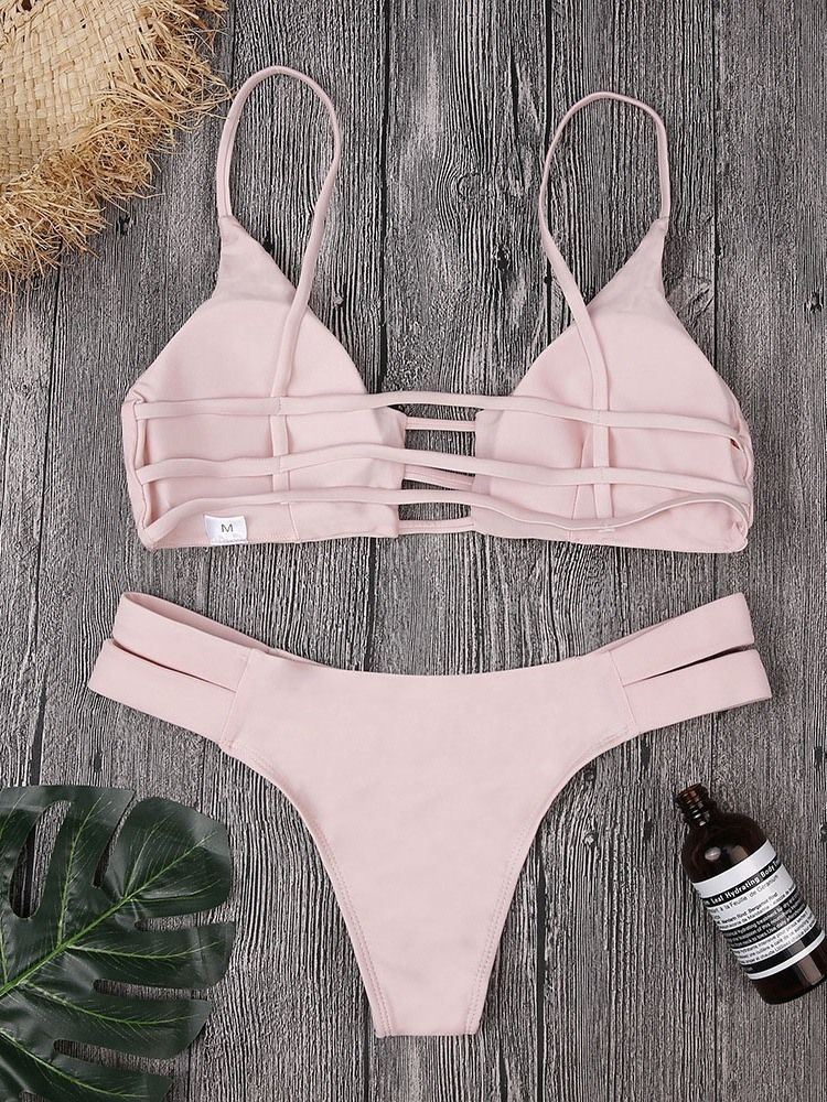 Sexig Plain Bikini Set Badkläder För Kvinnor