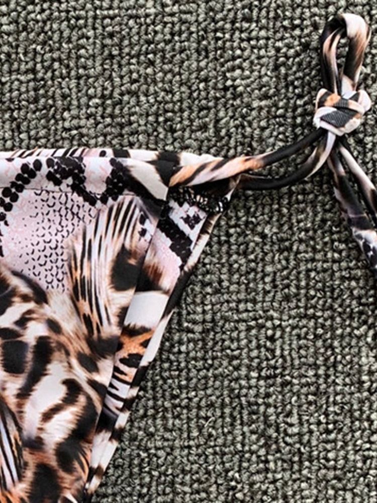 Sexig Snörning Bikini För Leopardmönster För Kvinnor