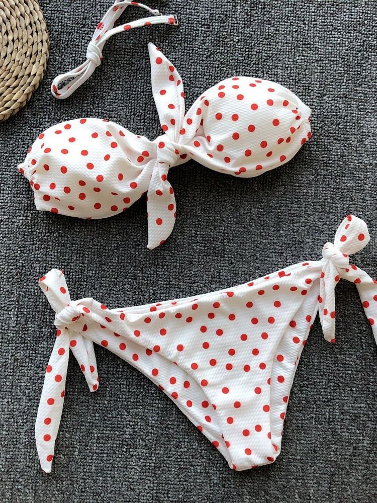 Tankini Set Print Polka Dots Badkläder För Kvinnor