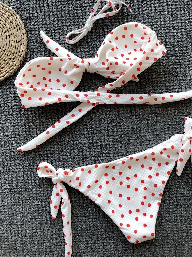 Tankini Set Print Polka Dots Badkläder För Kvinnor