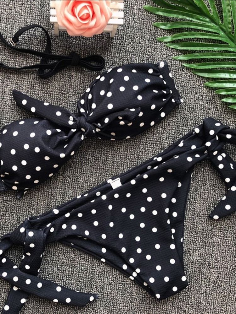 Tankini Set Print Polka Dots Badkläder För Kvinnor