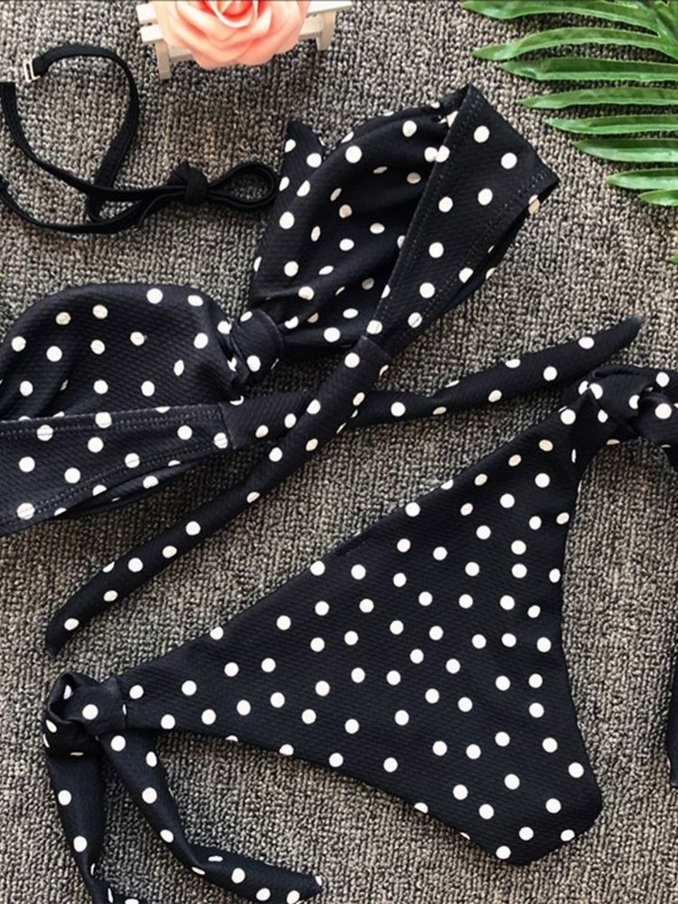 Tankini Set Print Polka Dots Badkläder För Kvinnor