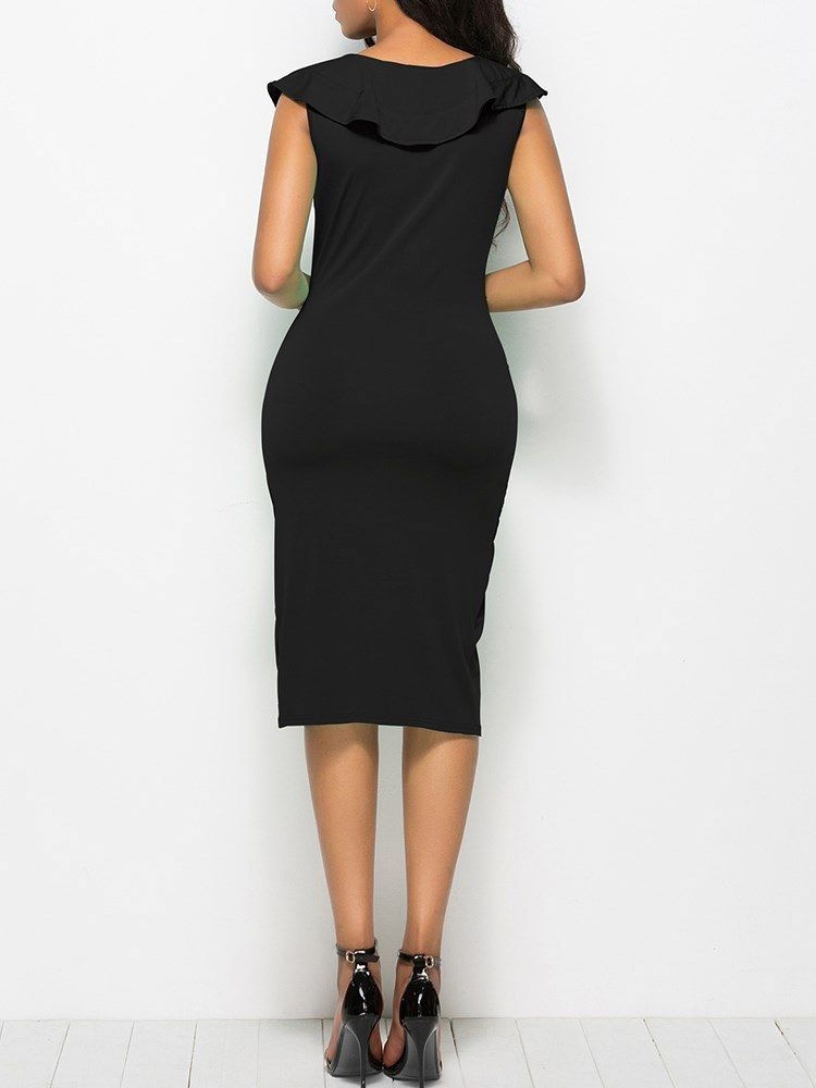 Bodycon V-ringad Asymmetrisk Damklänning