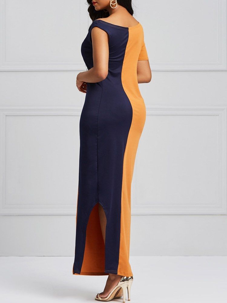 Color Block Bodycon Split Damklänning