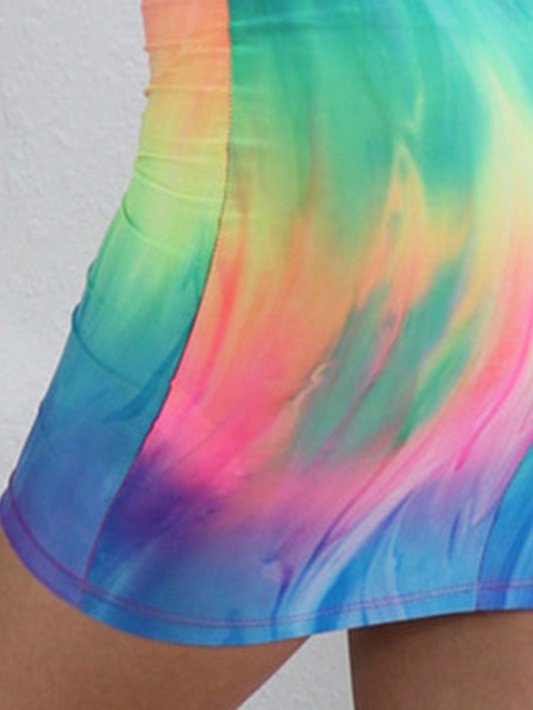 Dam Gradient Tie-dye Rundhals Backless Mode Vanlig Klänning