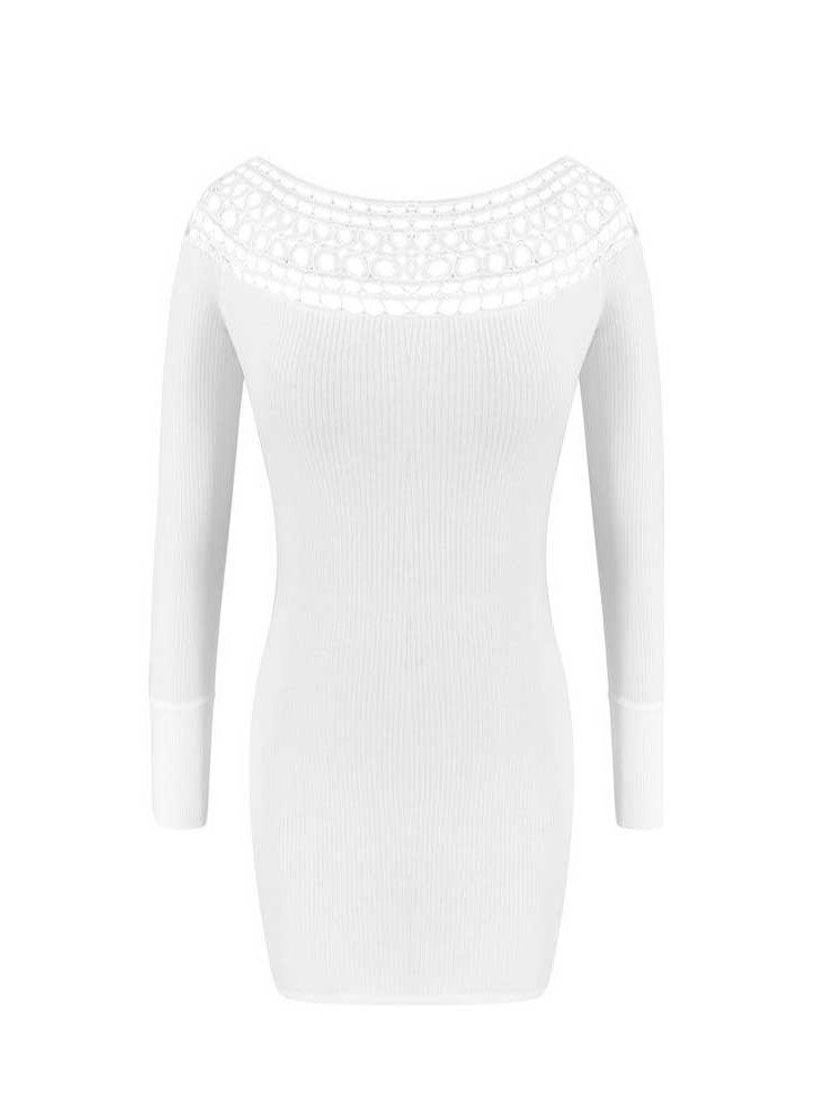 Kvinnor Över Knäet Långärmad Rund Hals Mid Midja Bodycon Klänning